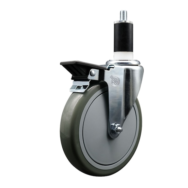 Service Caster 6'' Gray Poly Swivel 1-3/8'' Expanding Stem Caster with Brake SCC-EX20S614-PPUB-PLB-138 - main